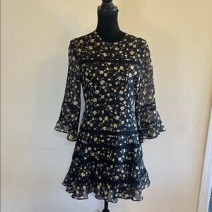 Bardot Black Poppy Trim Long Sleeve Dress